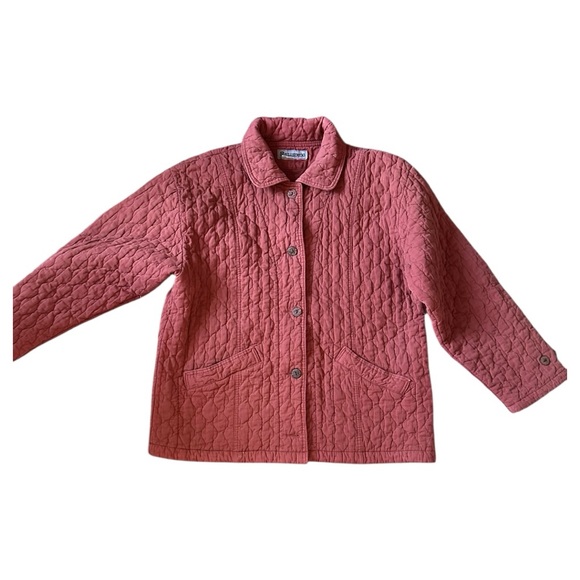 Razumma Vintage Quilted 100% Cotton Coral Jacket | Scandistyle Lagenlook, sz M - Picture 4 of 6